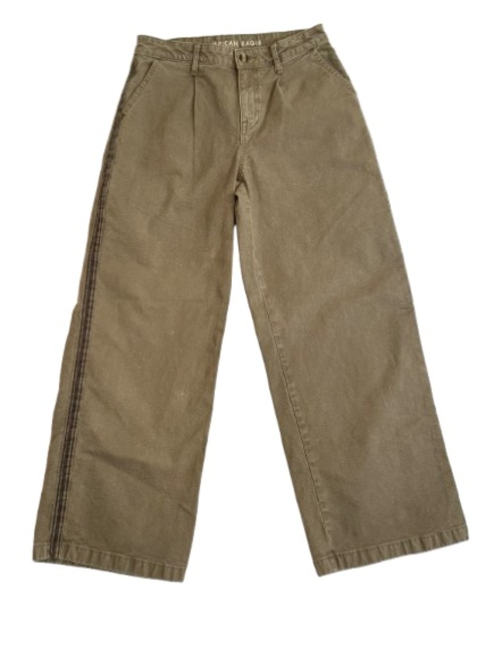 American Eagle High Rise Baggy Wide Leg Pants Stripe Side Size 4 - Picture 2 of 8